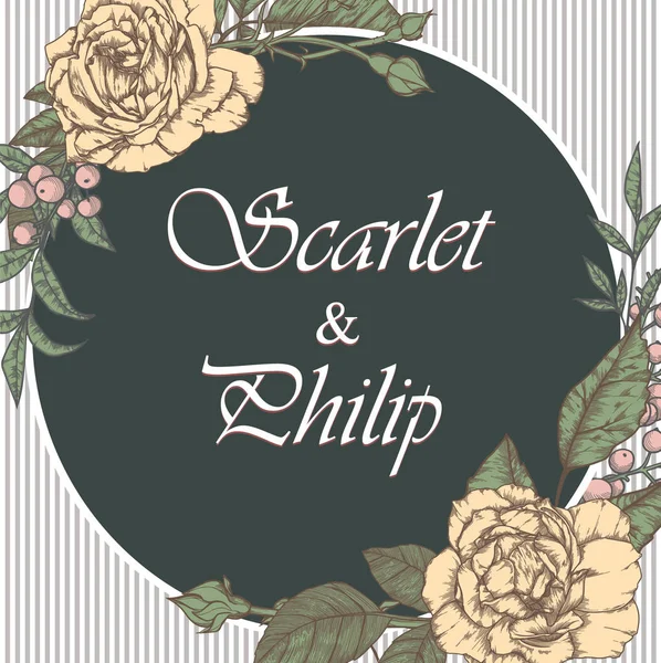 Bruiloft kaart suite met vintage bloem sjablonen — Stockvector