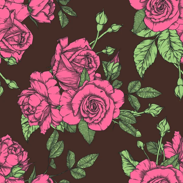 Padrão sem costura com rosas Design vintage —  Vetores de Stock