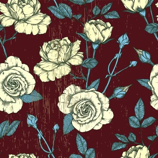 Padrão sem costura com rosas Design vintage —  Vetores de Stock