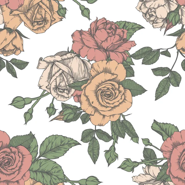 Padrão sem costura com rosas Design vintage —  Vetores de Stock