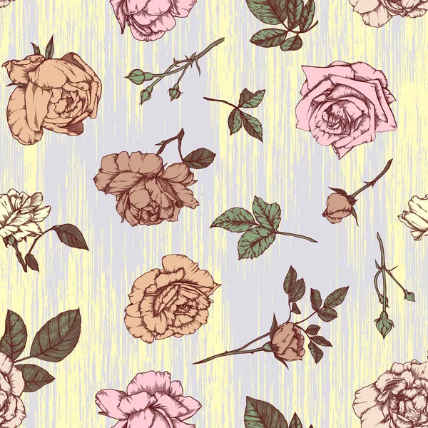 Patrón sin costuras con rosas Diseño vintage — Vector de stock