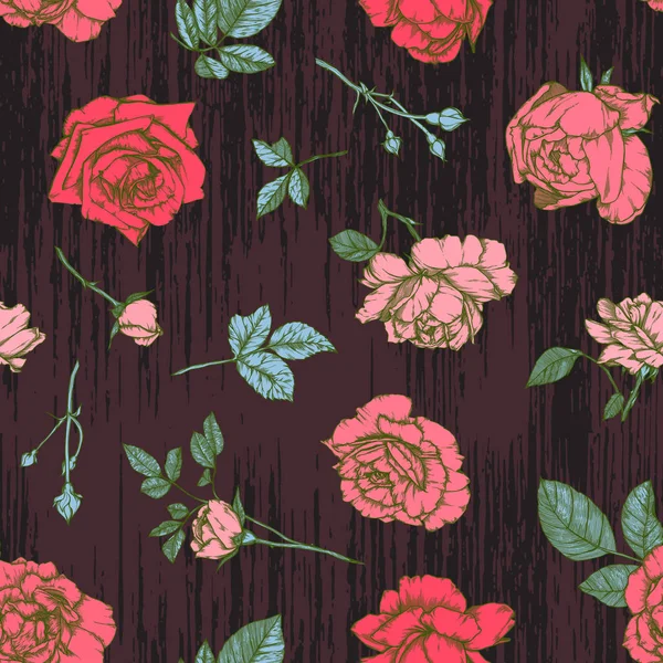 Padrão sem costura com rosas Design vintage —  Vetores de Stock