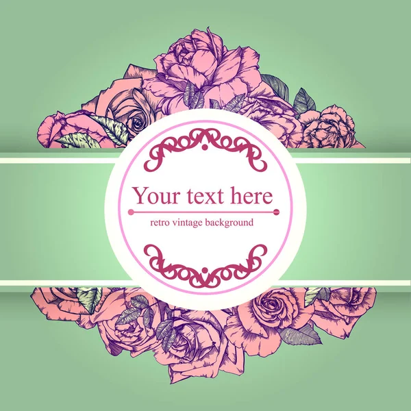 Vintage card with hand drawn roses — Stock Vector