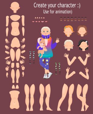 karakter tasarımı. Animasyon için genç kız.
