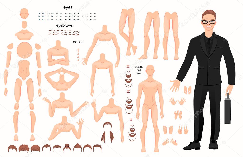 characters set for animation. parts of body
