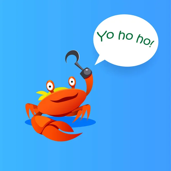 Happy Cartoon comics crab pirate. Vector illustration — Stock Vector