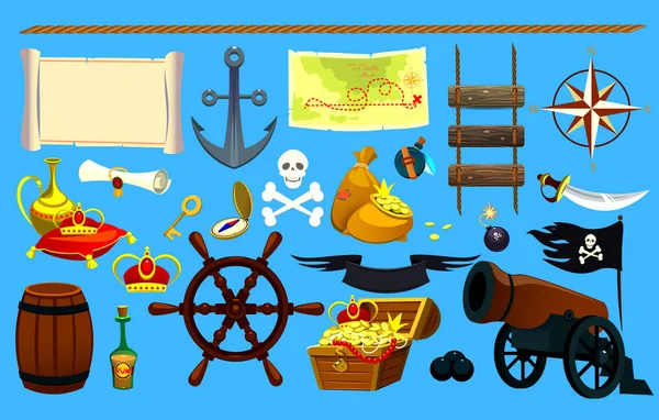 Zestaw elementów pirata, elementy graficzne. Ikona logo — Wektor stockowy