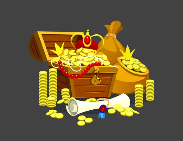 Treasure treasure chest and jewels. Vector — Stock Vector