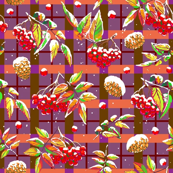 Seamless christmas pattern with berries — Stock Vector