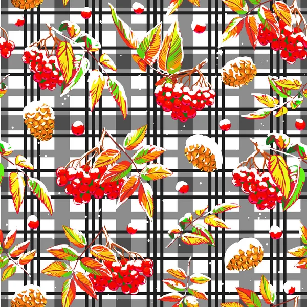 Seamless christmas pattern with berries — Stock Vector