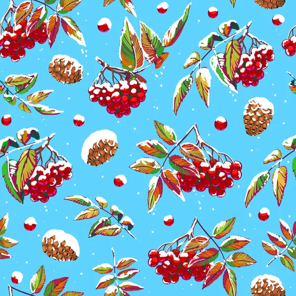 Бесшовный рождественский узор с ягодами — стоковый вектор