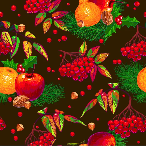 Seamless christmas pattern with berries — Stock Vector