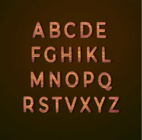 Alfabeto de madeira com textura de madeira — Vetor de Stock