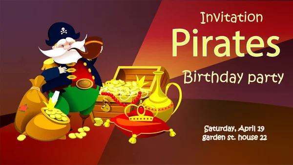 Uitnodiging voor een Piratenpartij. Vectorillustratie — Stockvector