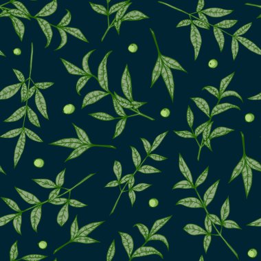 Yapraklar ve böğürtlenlerle kusursuz desen