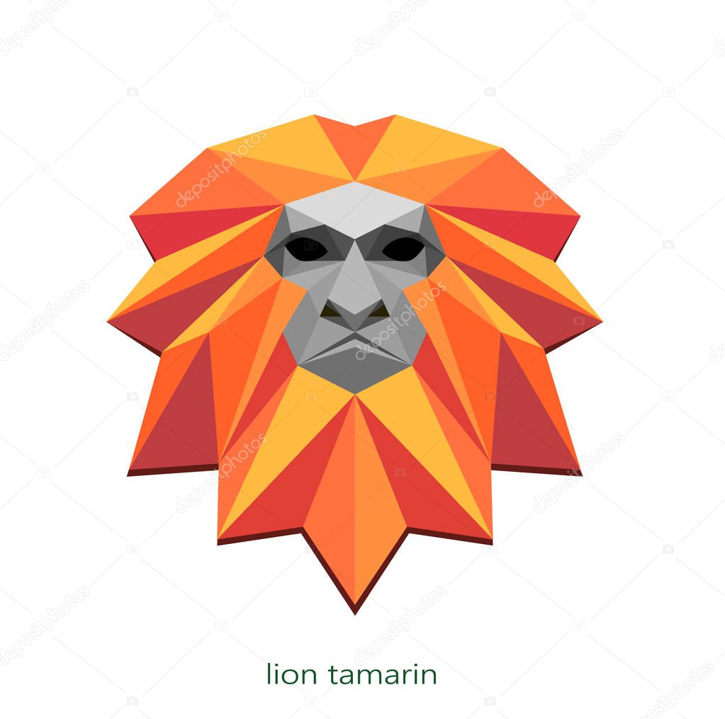 Low Poly Lion Tamarin. logo vector illustration