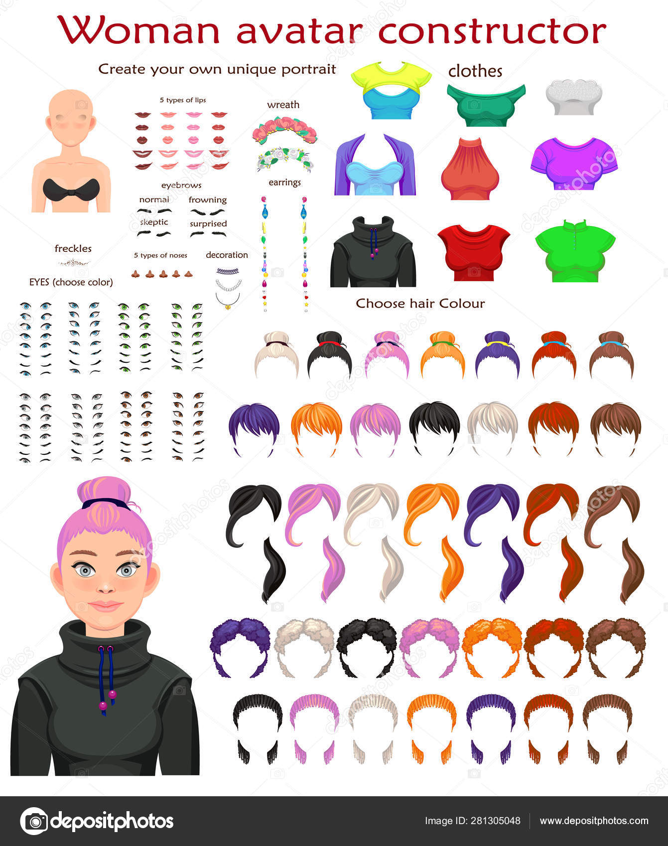 Female Avatar Maker Vector Download