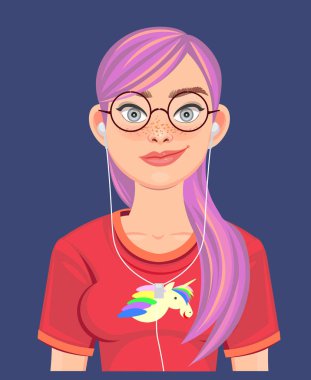 güzel kız hipster portresi. Avatar