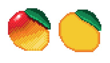 piksel sanat mango ikon vektör illüstrasyonu