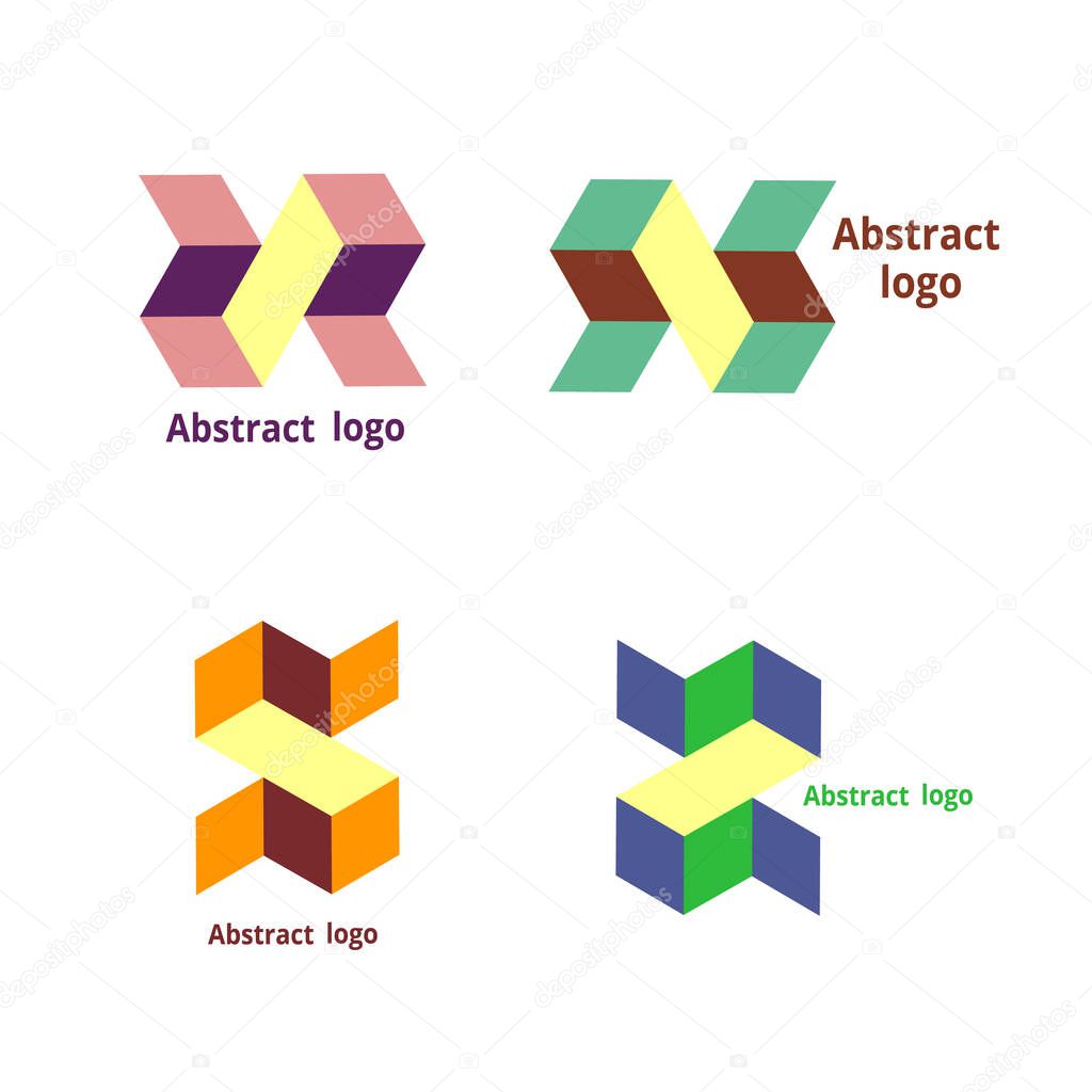 Set abstract geometric logo on a white background. Vector