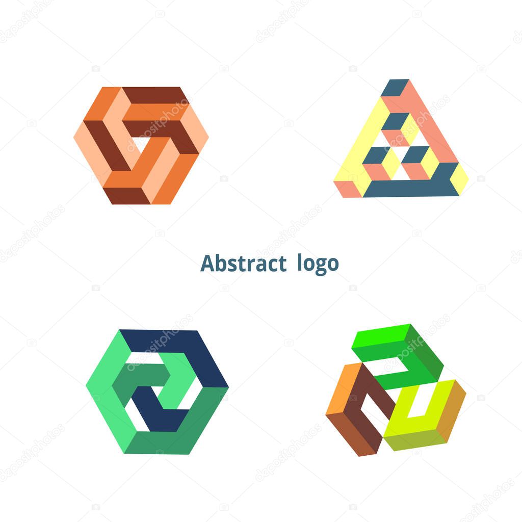 Set abstract geometric logo on a white background. Vector