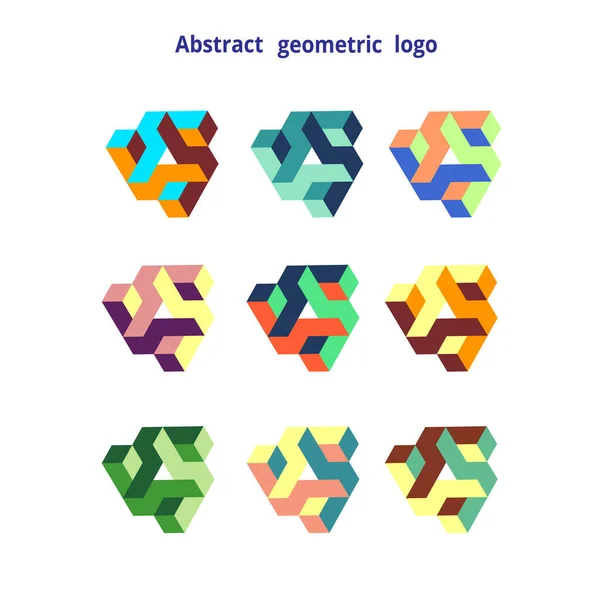 Conjunto de logotipo geométrico abstracto sobre un fondo blanco — Vector de stock
