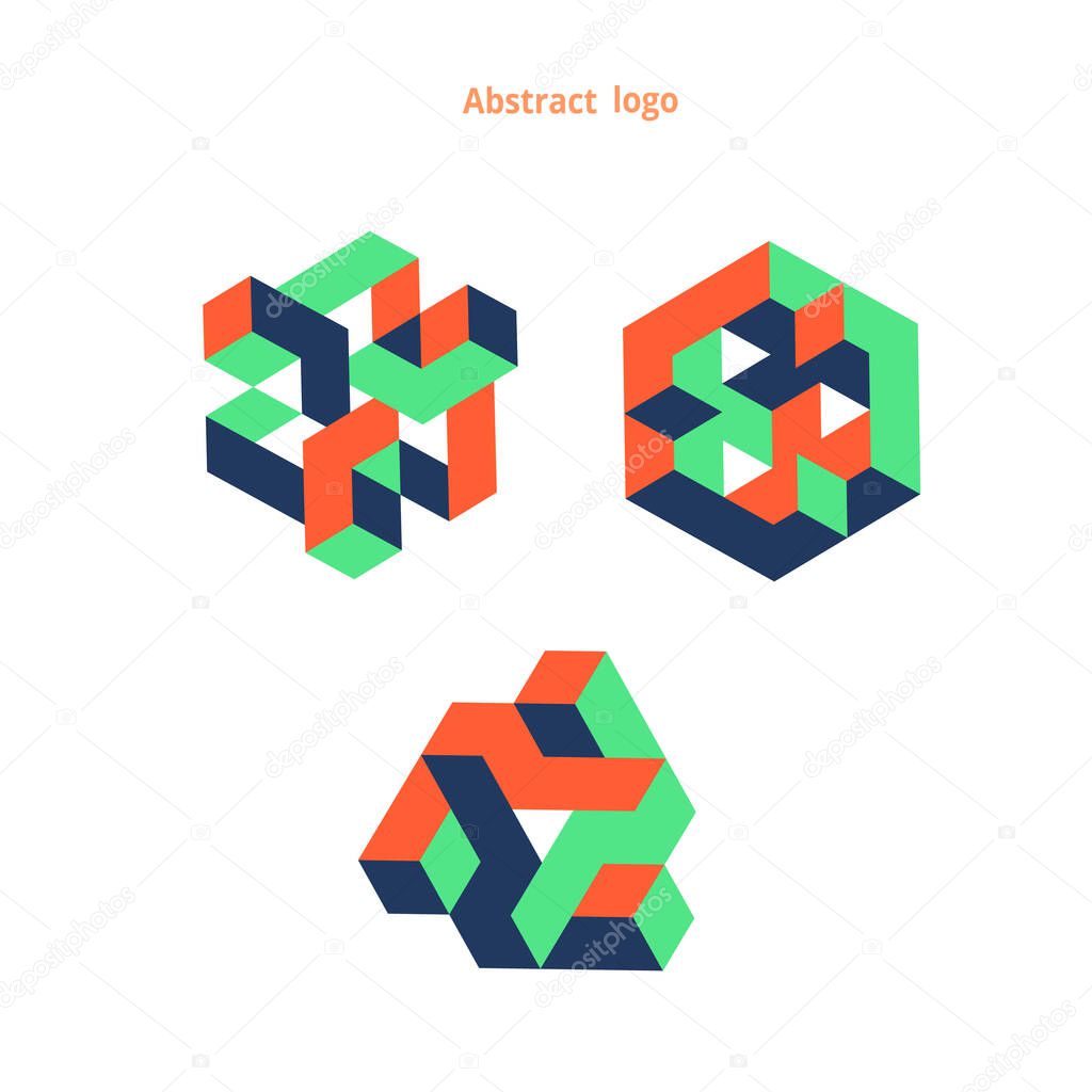 Set abstract geometric logo on a white background. Vector