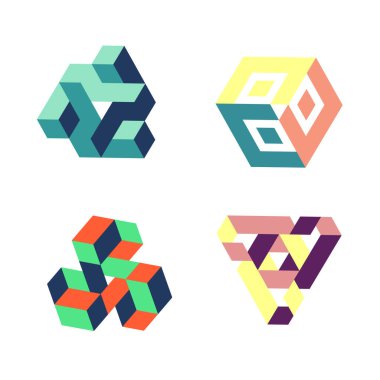 Soyut geometrik logoyu beyaz arkaplan üzerine yerleştir