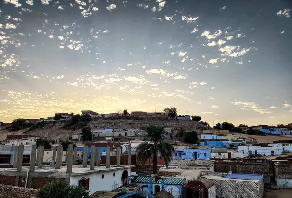 Вид Египетскую Деревню Голубым Небом — стоковое фото