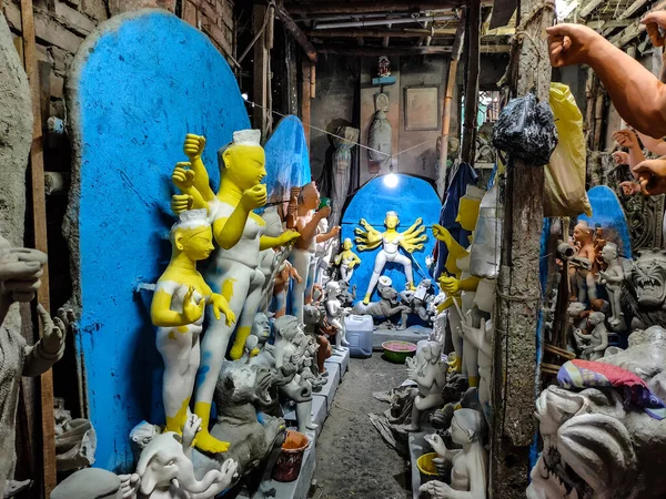 Şlem Yarı Bitmiş Yapıda Maa Durga Idol — Stok fotoğraf