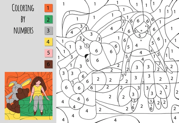 Färbung Nach Zahl Bildungsspiel Für Kinder Eine Herausforderung Für Die — Stockvektor