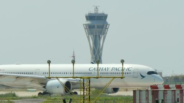 Barcelona International Airport Radar Kontroli Ruchu Wieży Wieża Kontroli Ruchu — Wideo stockowe