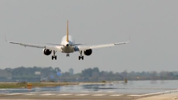 Commercial Airliner Landing Barcelona International Airportaircraft Landing Barcelona Airport Passenger — Stock Video