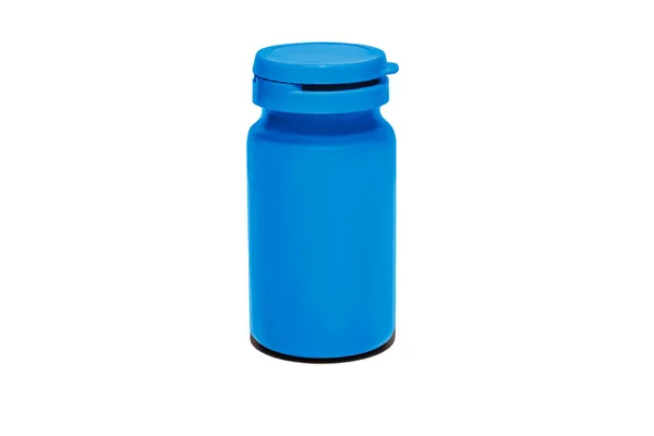 Frasco Com Tampa Para Medicamentos Azul — Fotografia de Stock