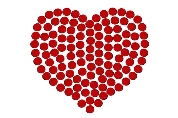 Καρδιά Φτιαγμένη Από Κόκκινα Χάπια — Φωτογραφία Αρχείου