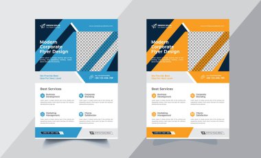 Business Flyer poster broşürü broşürü tasarım planı arka planı, iki renk şeması, A4 boyutunda vektör şablonu