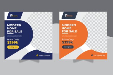 Sosyal Medya Afişleri Düzenlenebilir Posta Şablonu, Gayrimenkul ve İnşaat Sosyal medya postası, afiş ve broşür Tasarımı