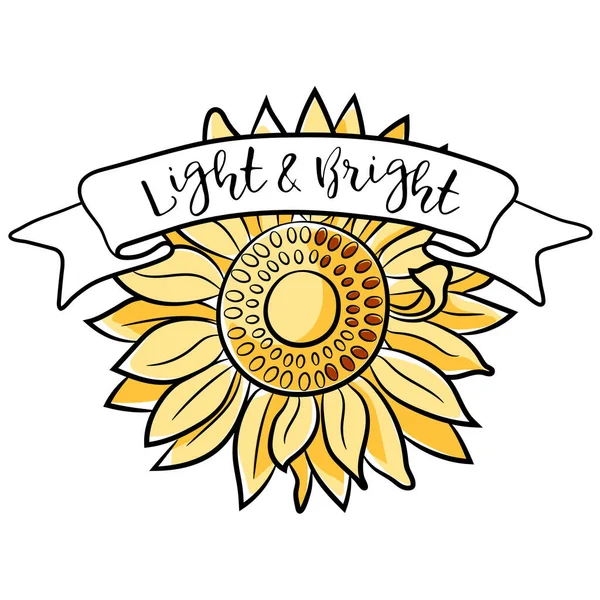 Sunflower Σχεδιασμός Sunshine Απόσπασμα Όμορφη Παρακινητική Εμπνευσμένη Και Χαριτωμένο Ηλιόσπορο Διάνυσμα Αρχείου