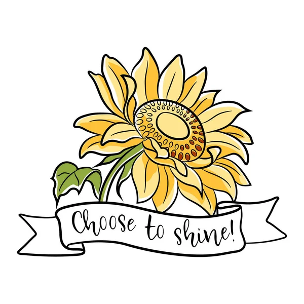 Sunflower Σχεδιασμός Sunshine Απόσπασμα Όμορφη Παρακινητική Εμπνευσμένη Και Χαριτωμένο Ηλιόσπορο Royalty Free Διανύσματα Αρχείου