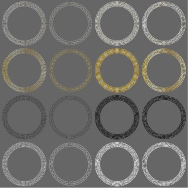 Beyaz, siyah ve altın daireler gri izole