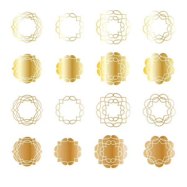 Золоті Круглі Емблеми Ізольовані Білому — стоковий вектор
