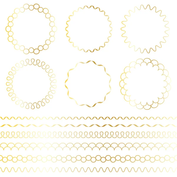 Gouden Cirkels Emblemen Geïsoleerd Wit — Stockvector