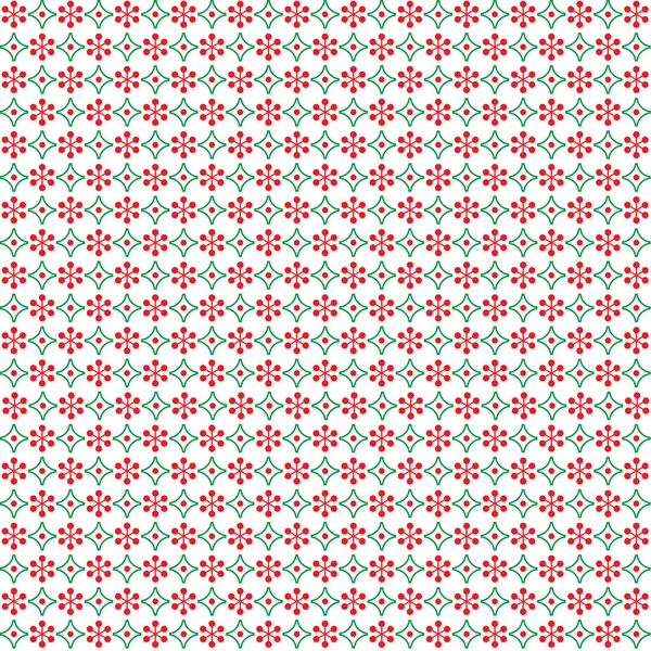 Green Red Mod Christmas Snowflake Pattern Isolated White — Stock Vector