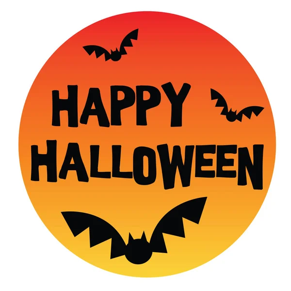 Happy Halloween Bats Moon White Background — Stock Vector