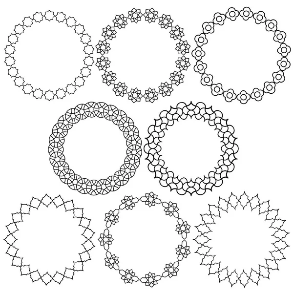 Black Outline Moroccan Circle Frames — Stock Vector