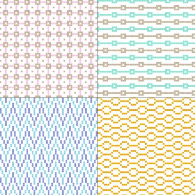küçük pastel geometrik desenler üzerinde beyaz izole