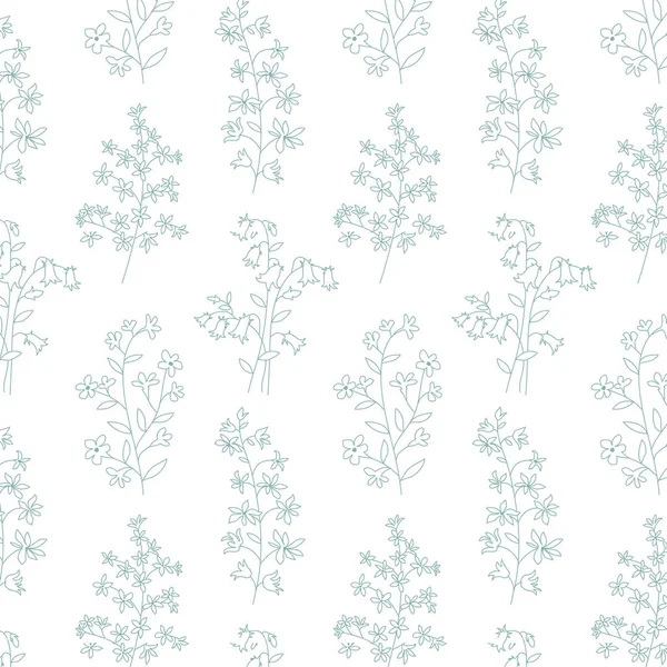 Motif Floral Botanique Aqua Sur Fond Blanc — Image vectorielle