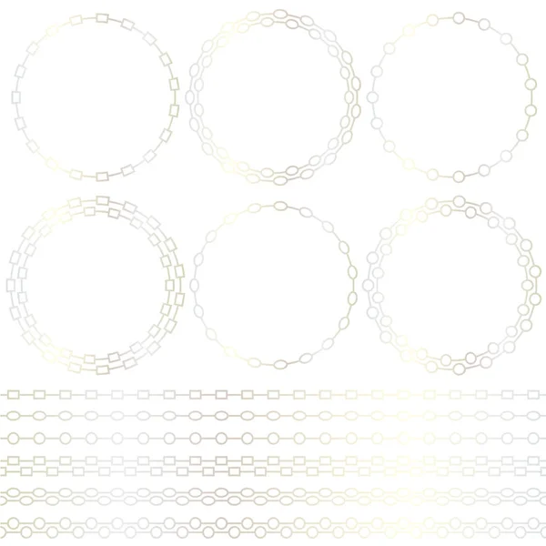 Linhas Círculos Ornamentados Gráficos Prata Isolados Branco — Vetor de Stock