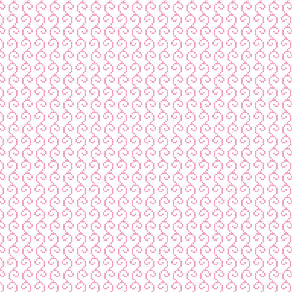 pink pastel seamless pattern with floral curls