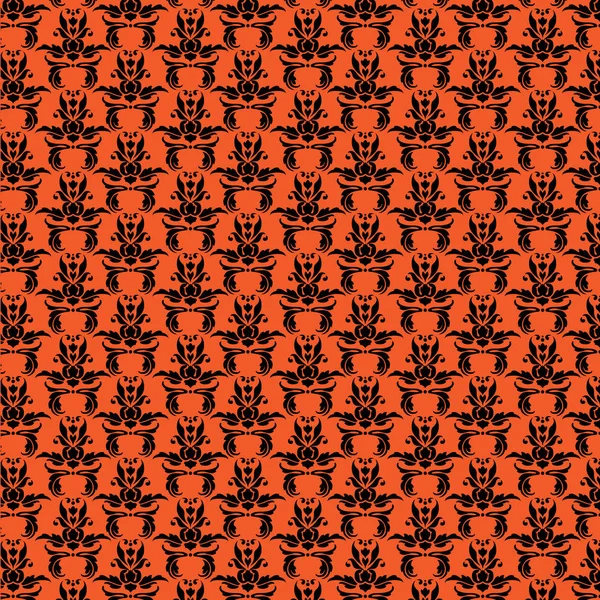 Halloween Damask Orange Black Pattern — Stock Vector